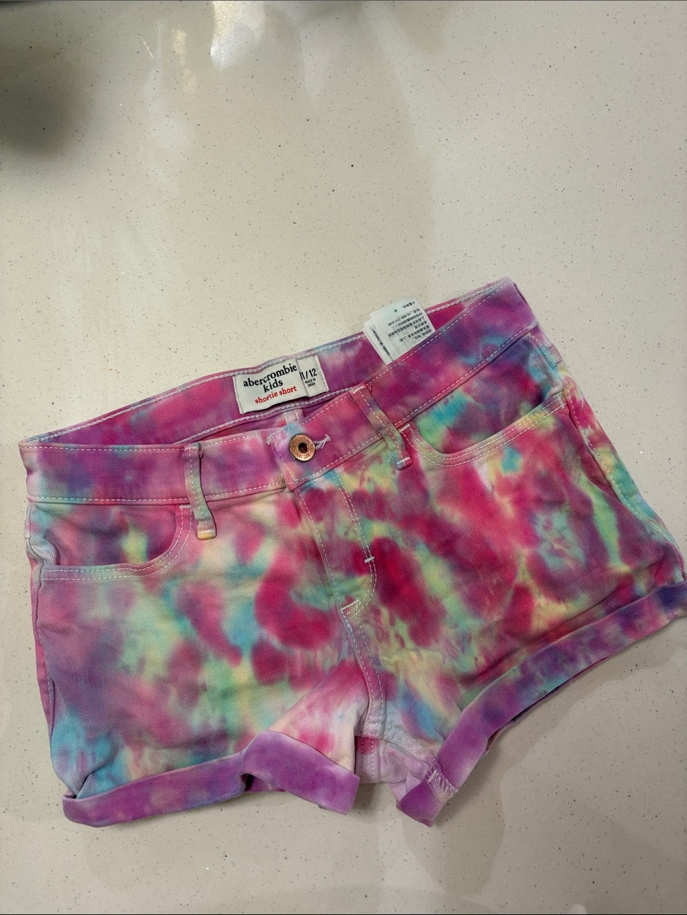 Abercrombie Kids Tie-Dye Shorty Shorts Size 11/12 | NWOT | Jean Shorts